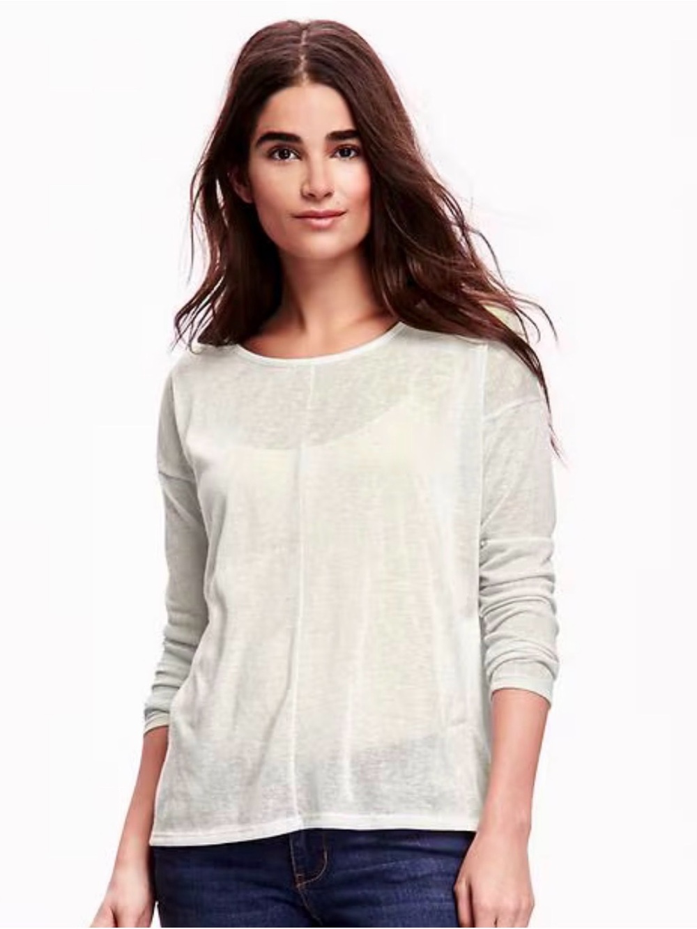Old Navy Women's Mint Split Back Knit Long Sleeve Top